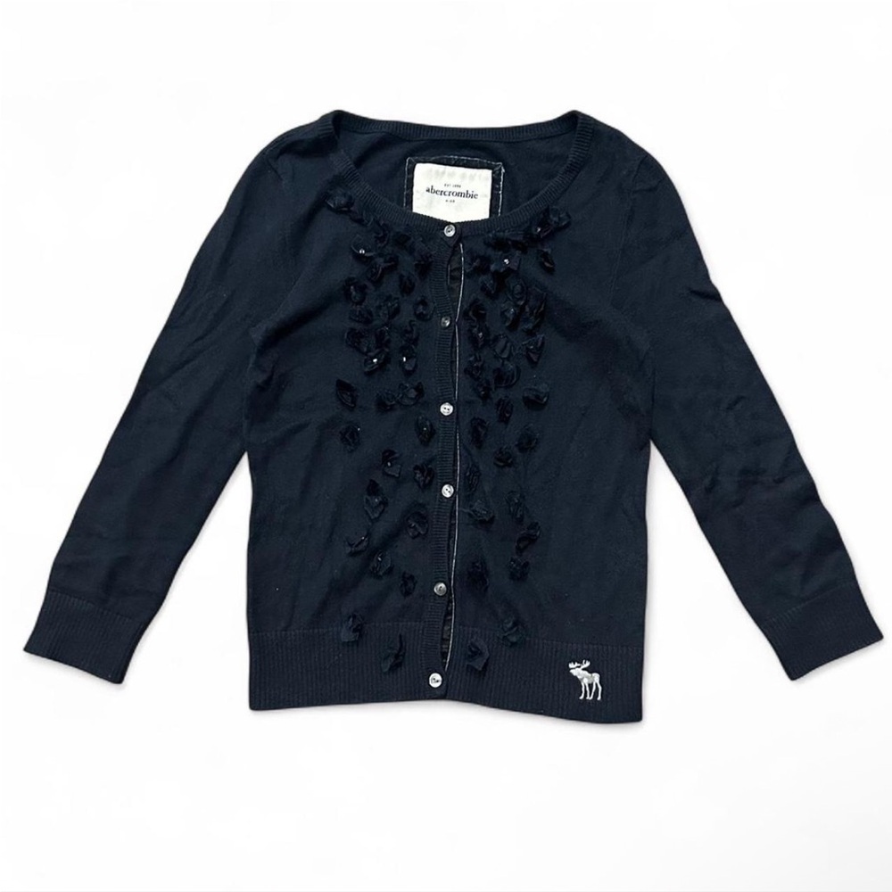 Abercrombie & Fitch Black Cardigan with Floral Patterns